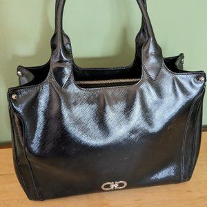 Salvatore Ferragamo Black Batik Leather Purse